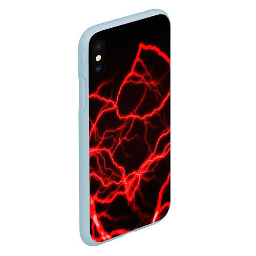 Чехол iPhone XS Max матовый МОЛНИИ / 3D-Голубой – фото 2