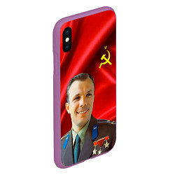 Чехол iPhone XS Max матовый Юрий Гагарин, цвет: 3D-фиолетовый — фото 2