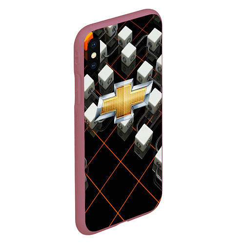 Чехол iPhone XS Max матовый CHEVROLET / 3D-Малиновый – фото 2