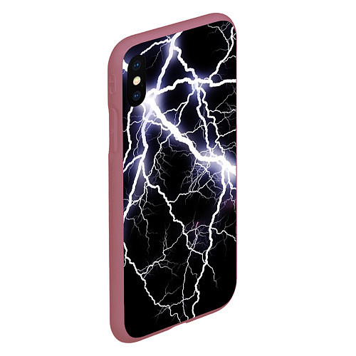 Чехол iPhone XS Max матовый Молния / 3D-Малиновый – фото 2