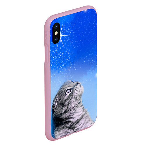 Чехол iPhone XS Max матовый Кот и космос / 3D-Розовый – фото 2