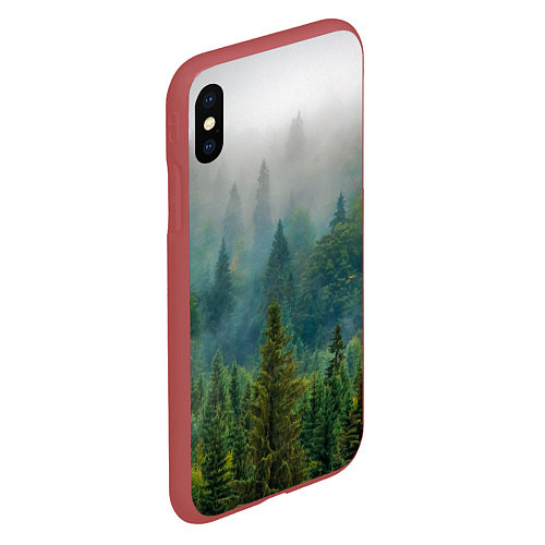 Чехол iPhone XS Max матовый Лес / 3D-Красный – фото 2
