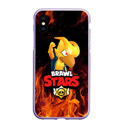 Чехол iPhone XS Max матовый BRAWL STARS CROW PHOENIX, цвет: 3D-светло-сиреневый