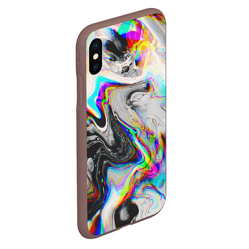 Чехол iPhone XS Max матовый DIGITAL ABSTRACT GLITCH / 3D-Коричневый – фото 2