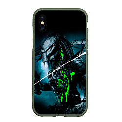 Чехол iPhone XS Max матовый PREDATOR, цвет: 3D-темно-зеленый