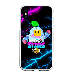 Чехол iPhone XS Max матовый BRAWL STARS SPROUT, цвет: 3D-белый