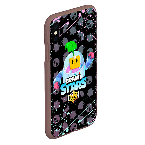 Чехол iPhone XS Max матовый BRAWL STARS SPROUT / 3D-Коричневый – фото 2