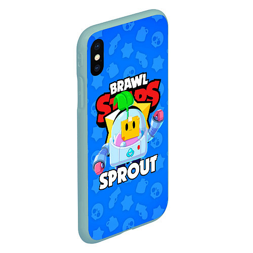 Чехол iPhone XS Max матовый BRAWL STARS SPROUT / 3D-Мятный – фото 2