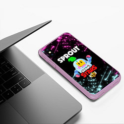 Чехол iPhone XS Max матовый BRAWL STARS SPROUT, цвет: 3D-сиреневый — фото 2