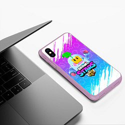 Чехол iPhone XS Max матовый BRAWL STARS SPROUT, цвет: 3D-сиреневый — фото 2