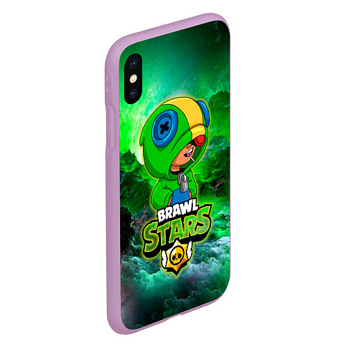 Чехол iPhone XS Max матовый Space Leon Brawl Stars / 3D-Сиреневый – фото 2