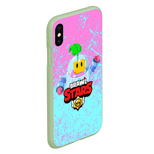 Чехол iPhone XS Max матовый BRAWL STARS SPROUT / 3D-Салатовый – фото 2