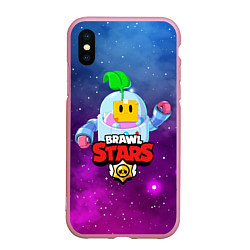 Чехол iPhone XS Max матовый BRAWL STARS SPROUT, цвет: 3D-розовый