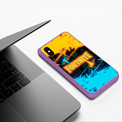 Чехол iPhone XS Max матовый FORTNITE, цвет: 3D-фиолетовый — фото 2