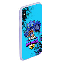 Чехол iPhone XS Max матовый Brawl Stars LEON, цвет: 3D-светло-сиреневый — фото 2