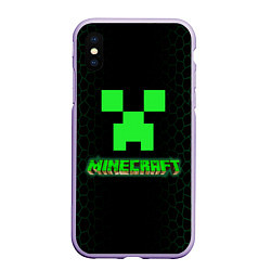 Чехол iPhone XS Max матовый Minecraft, цвет: 3D-светло-сиреневый