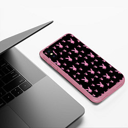 Чехол iPhone XS Max матовый Playboy, цвет: 3D-малиновый — фото 2