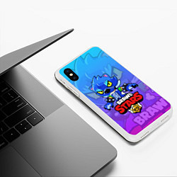 Чехол iPhone XS Max матовый Brawl Stars LEON оборотень, цвет: 3D-белый — фото 2