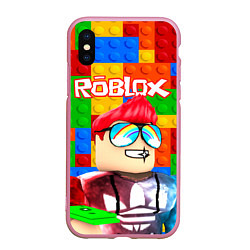 Чехол iPhone XS Max матовый ROBLOX 3, цвет: 3D-розовый