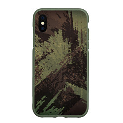 Чехол iPhone XS Max матовый КАМУФЛЯЖ BROWN, цвет: 3D-темно-зеленый