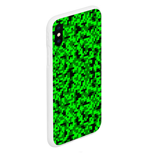 Чехол iPhone XS Max матовый КАМУФЛЯЖ GREEN / 3D-Белый – фото 2