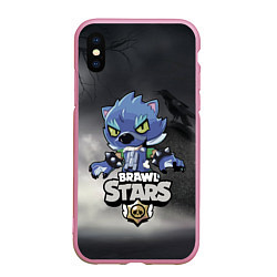 Чехол iPhone XS Max матовый Brawl Stars LEON, цвет: 3D-розовый