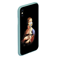 Чехол iPhone XS Max матовый Чечилия Галлерани - дама с горностаем, цвет: 3D-мятный — фото 2