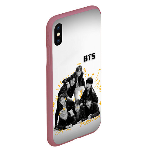 Чехол iPhone XS Max матовый BTS / 3D-Малиновый – фото 2