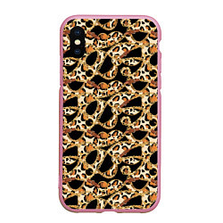 Чехол iPhone XS Max матовый Versace Леопардовая текстура, цвет: 3D-розовый