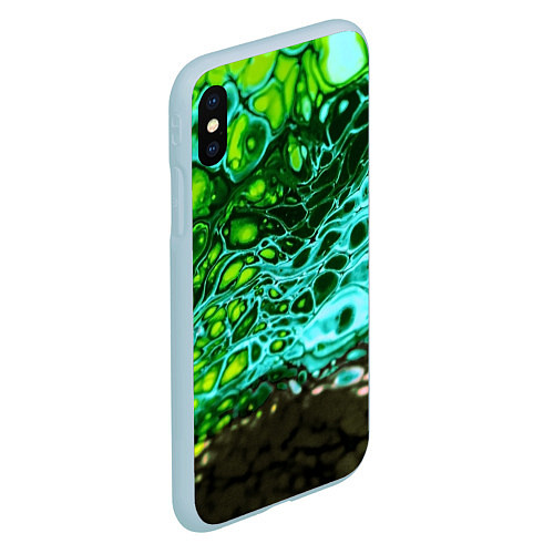 Чехол iPhone XS Max матовый Кислотные разводы краски / 3D-Голубой – фото 2