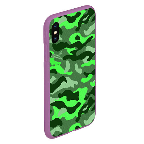 Чехол iPhone XS Max матовый CAMOUFLAGE GREEN / 3D-Фиолетовый – фото 2