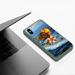 Чехол iPhone XS Max матовый День Победы!, цвет: 3D-темно-зеленый — фото 2