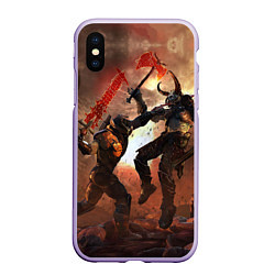 Чехол iPhone XS Max матовый Doom Eternal, цвет: 3D-светло-сиреневый
