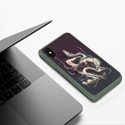 Чехол iPhone XS Max матовый Унесённые призраками, цвет: 3D-темно-зеленый — фото 2