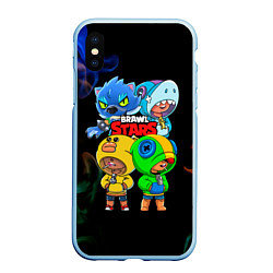 Чехол iPhone XS Max матовый Brawl Stars Leon Quattro, цвет: 3D-голубой