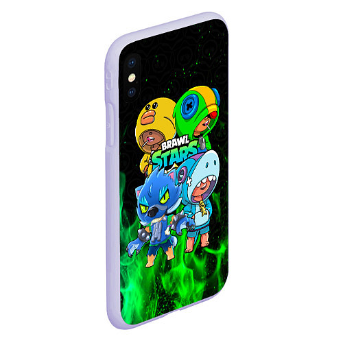 Чехол iPhone XS Max матовый Brawl Stars Leon Quattro / 3D-Светло-сиреневый – фото 2