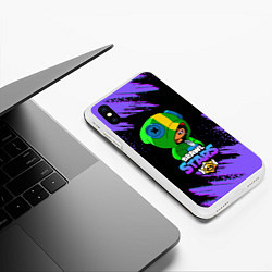 Чехол iPhone XS Max матовый Brawl Stars LEON, цвет: 3D-белый — фото 2