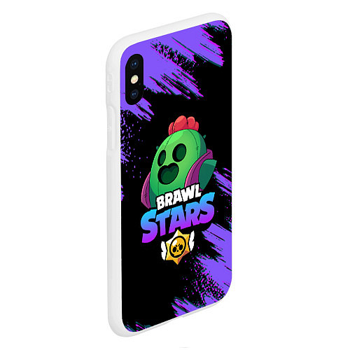 Чехол iPhone XS Max матовый Brawl Stars SPIKE / 3D-Белый – фото 2