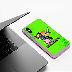 Чехол iPhone XS Max матовый MINECRAFT, цвет: 3D-сиреневый — фото 2