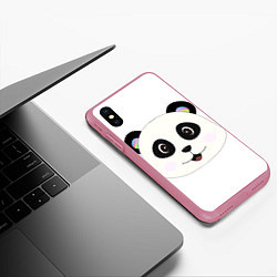 Чехол iPhone XS Max матовый Panda, цвет: 3D-малиновый — фото 2