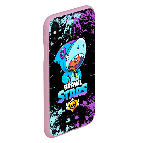 Чехол iPhone XS Max матовый Brawl Stars Leon Shark / 3D-Розовый – фото 2