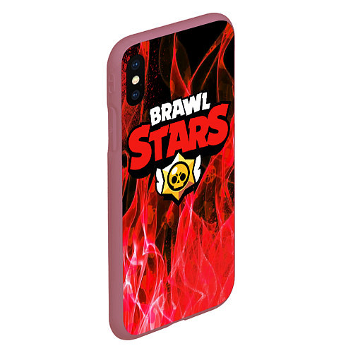 Чехол iPhone XS Max матовый BRAWL STARS / 3D-Малиновый – фото 2