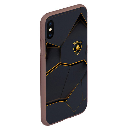 Чехол iPhone XS Max матовый LAMBORGHINI / 3D-Коричневый – фото 2