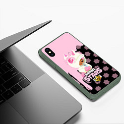 Чехол iPhone XS Max матовый Brawl stars Unicorn, цвет: 3D-темно-зеленый — фото 2