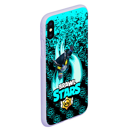 Чехол iPhone XS Max матовый Brawl stars mecha crow / 3D-Светло-сиреневый – фото 2