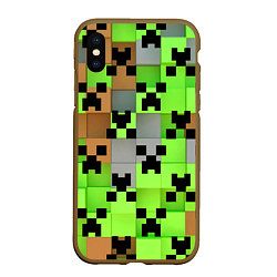 Чехол iPhone XS Max матовый Minecraft, цвет: 3D-коричневый