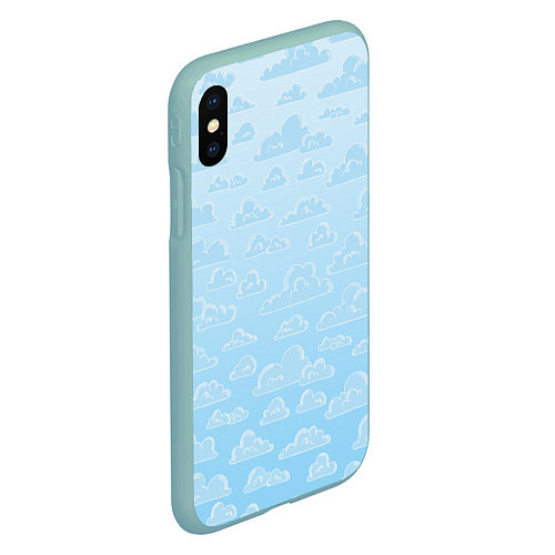 Чехол iPhone XS Max матовый Очень светлые голубые облака / 3D-Мятный – фото 2