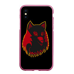 Чехол iPhone XS Max матовый Wolf Logo, цвет: 3D-малиновый