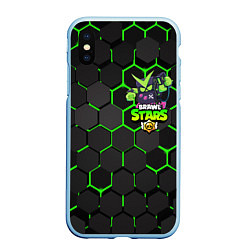 Чехол iPhone XS Max матовый BRAWL STARS VIRUS 8-BIT, цвет: 3D-голубой