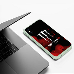 Чехол iPhone XS Max матовый MONSTER ENERGY, цвет: 3D-салатовый — фото 2